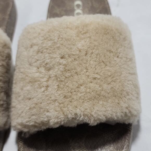 🐨COACH🐨ULLA SHEARLING SLIDE COMFORTABLE COLORWAY IVORY LADIES 8 NWB📦ELEGANT - Picture 6 of 16